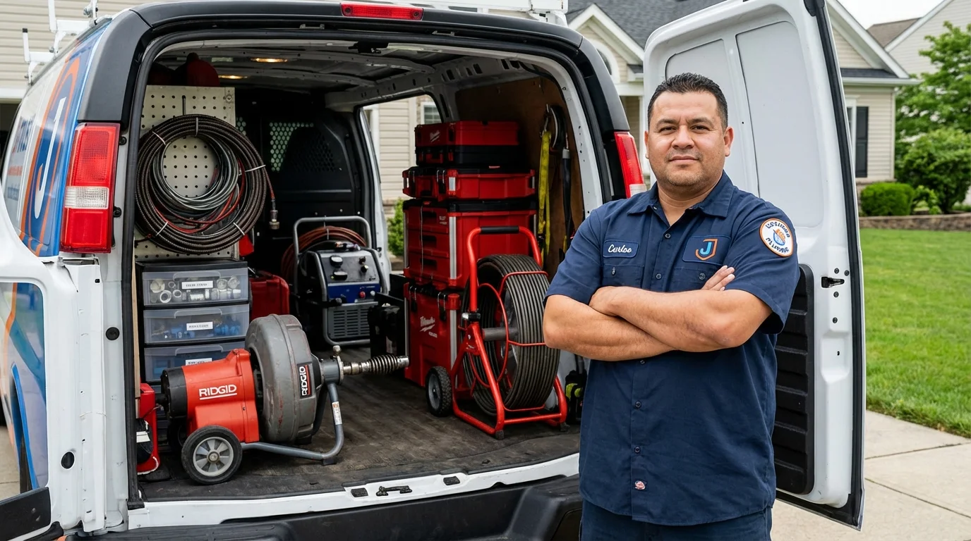 Professional drain cleaning equipment and Johns Plumbing LLC plumber in Kilmarnock