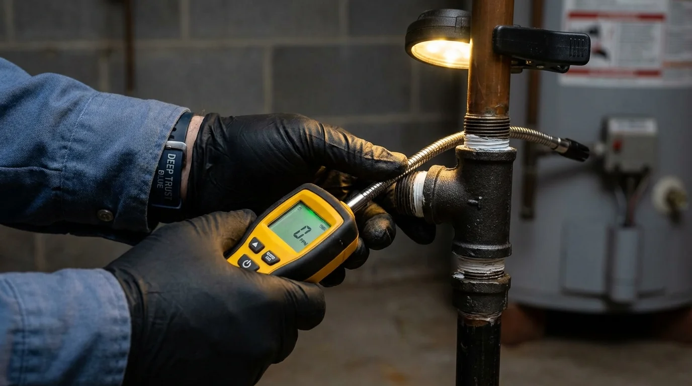 Gas leak detection with electronic sniffer by Johns Plumbing LLC in Kilmarnock