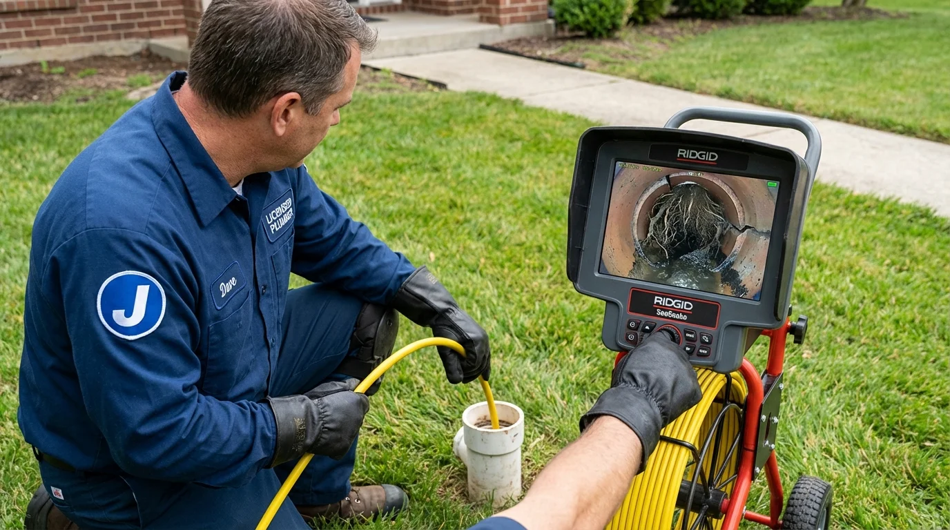 Sewer camera inspection being performed by Johns Plumbing LLC in Kilmarnock