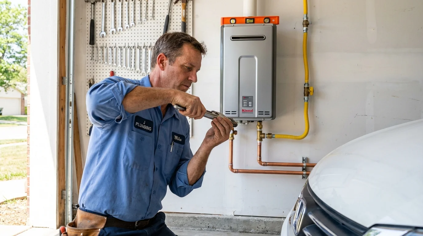 Tankless water heater installation by a Johns Plumbing LLC plumber in Kilmarnock